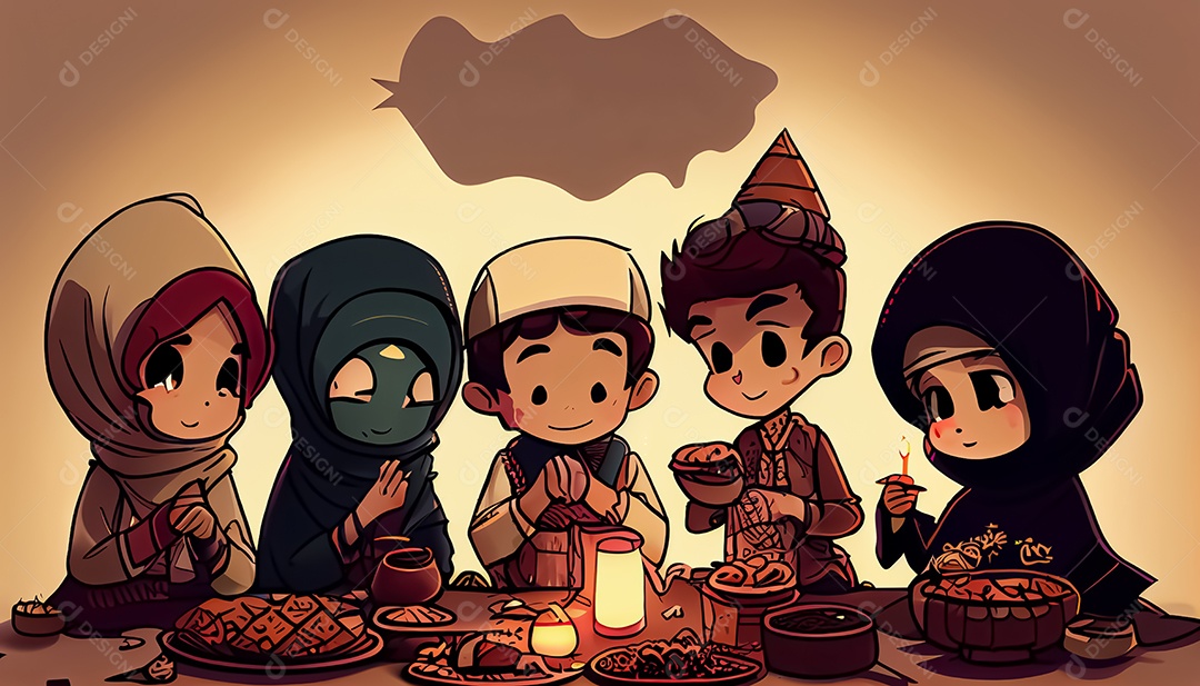 Ramadan Mubarak cartoon Ramadan o tempo sagrado para oração