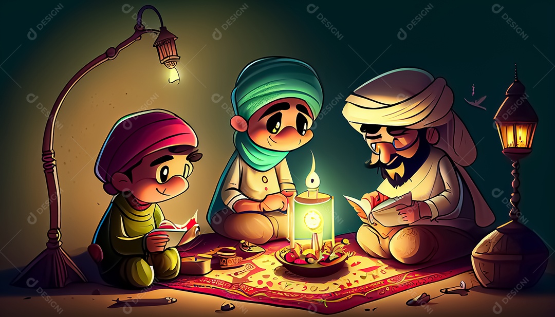 Ramadan Mubarak cartoon Ramadan o tempo sagrado para oração