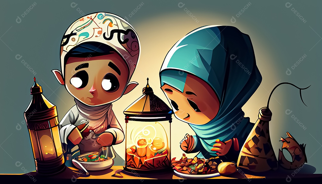 Ramadan Mubarak cartoon Ramadan o tempo sagrado para oração