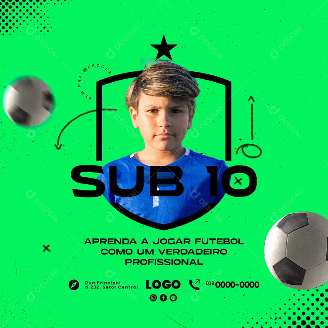 Aprenda a Jogar Futebol Como Um Verdadeiro Profissional Escolinha de Futebol Social Media PSD Editável