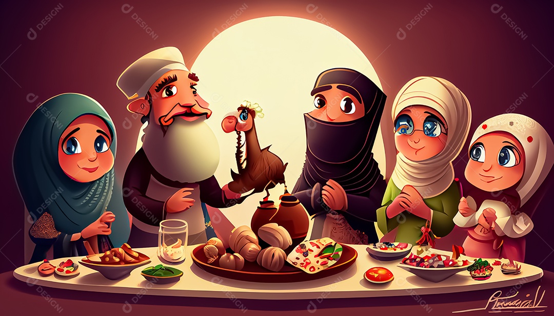 Ramadan Mubarak cartoon Ramadan o tempo sagrado para oração