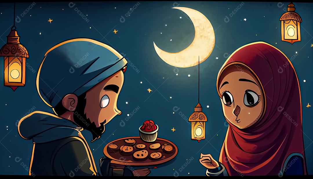 Ramadan Mubarak cartoon Ramadan o tempo sagrado para oração