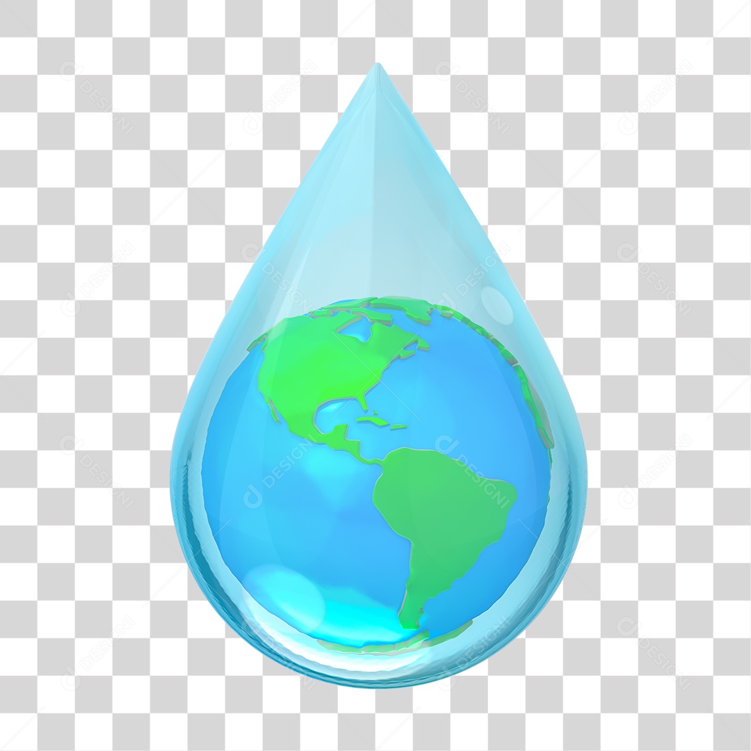 Planeta Dentro da Água Elemento 3D PNG Transparente