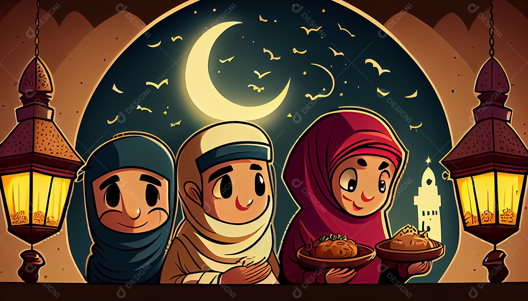 Ramadan Mubarak cartoon Ramadan o tempo sagrado para oração