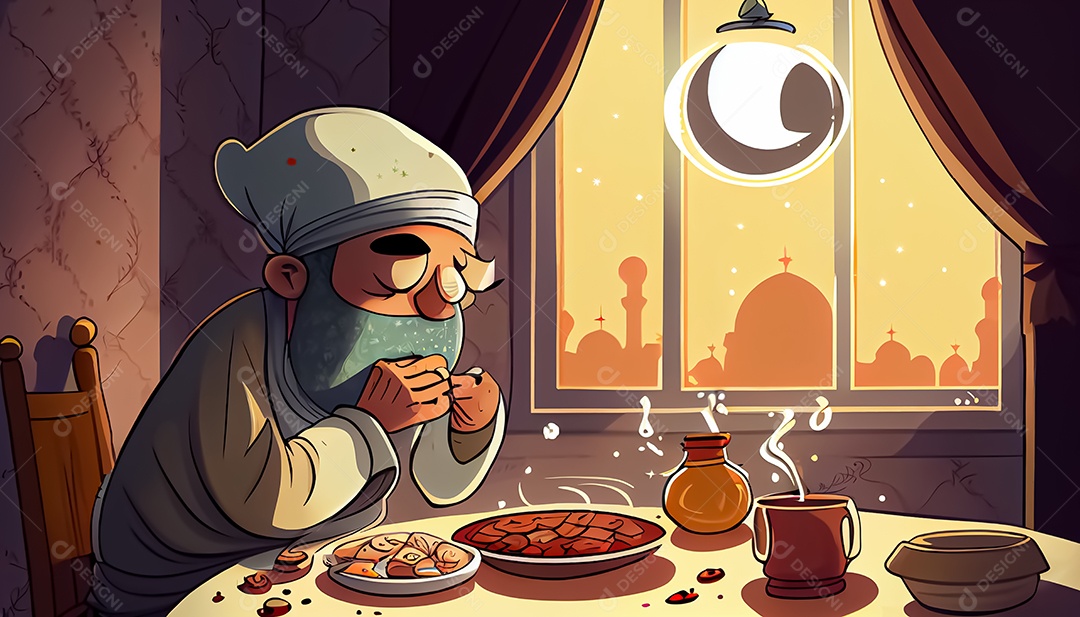 Ramadan Mubarak cartoon Ramadan o tempo sagrado para oração