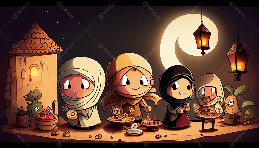 Ramadan Mubarak cartoon Ramadan o tempo sagrado para oração