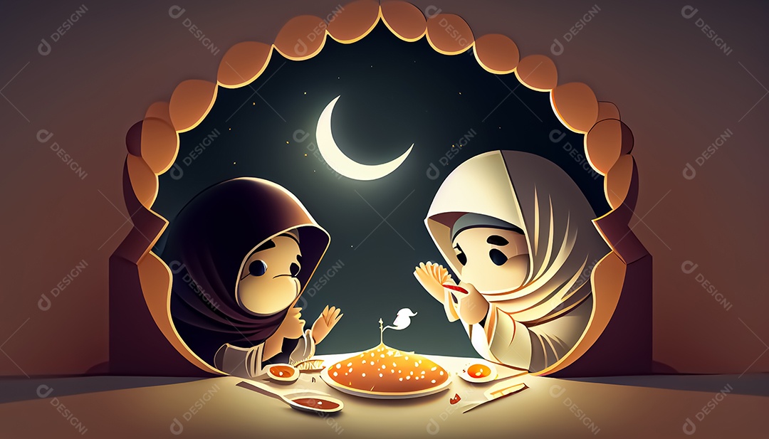 Ramadan Mubarak cartoon Ramadan o tempo sagrado para oração