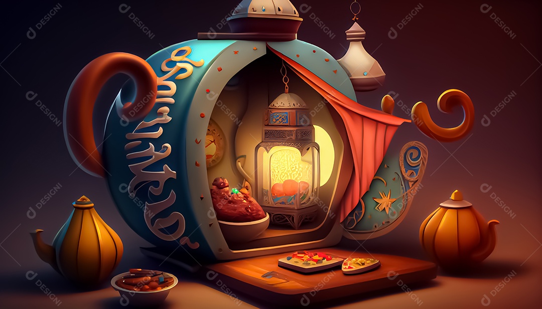 Ramadan Mubarak cartoon Ramadan o tempo sagrado para oração