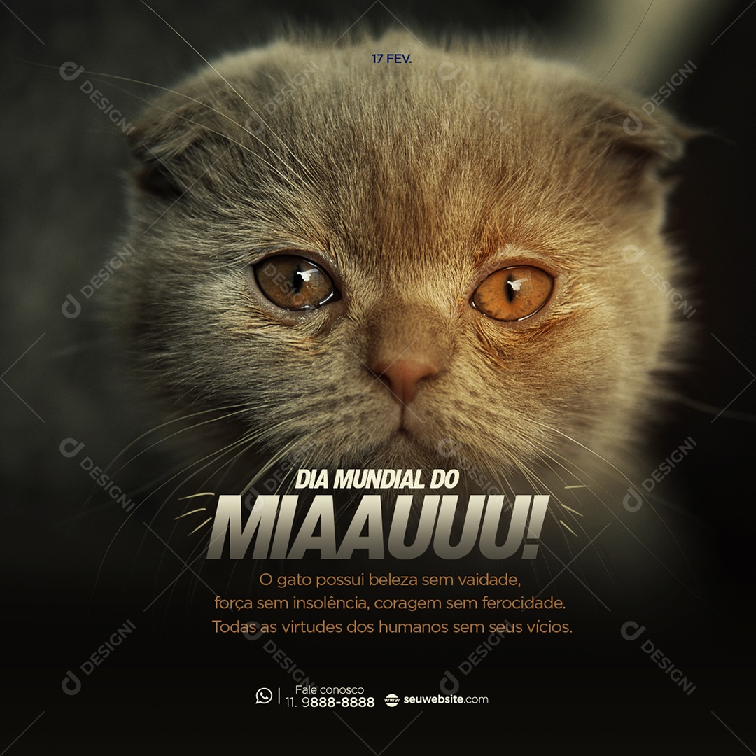 Dia Mundial Do Miau 17 de Fevereiro Social Media PSD Editável
