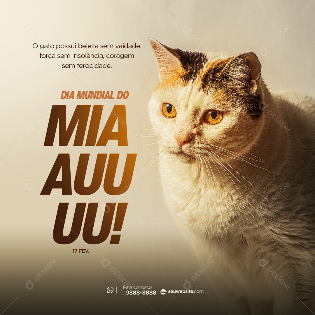 Dia Mundial Do Miau 17 de Fevereiro Social Media PSD Editável