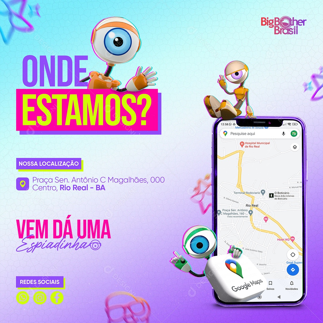 Post Feed Onde Estamos Big-brother Brasil Reality Show BBB Social Media PSD Editável