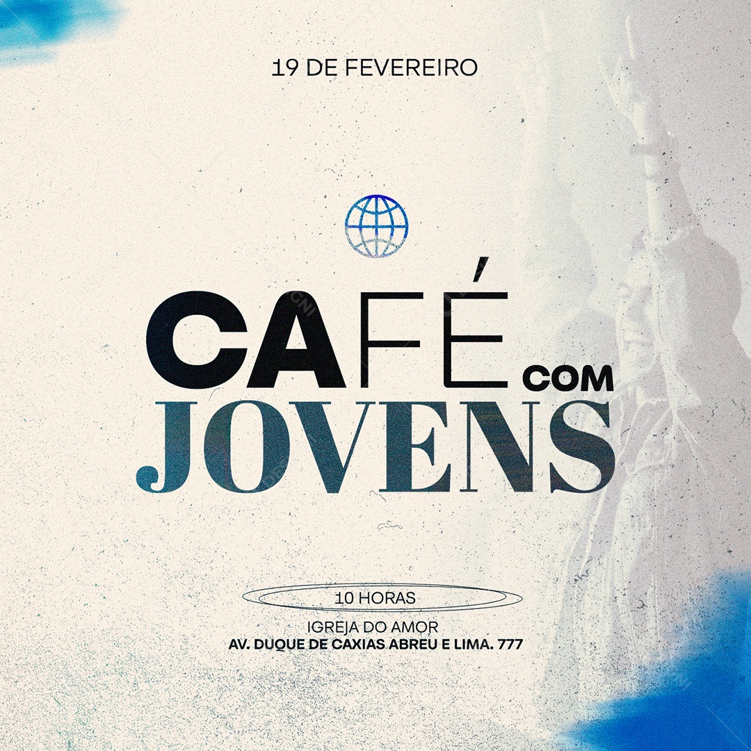 Café Com Jovens Igreja Do Amor Flyer Gospel Social Media PSD Editável