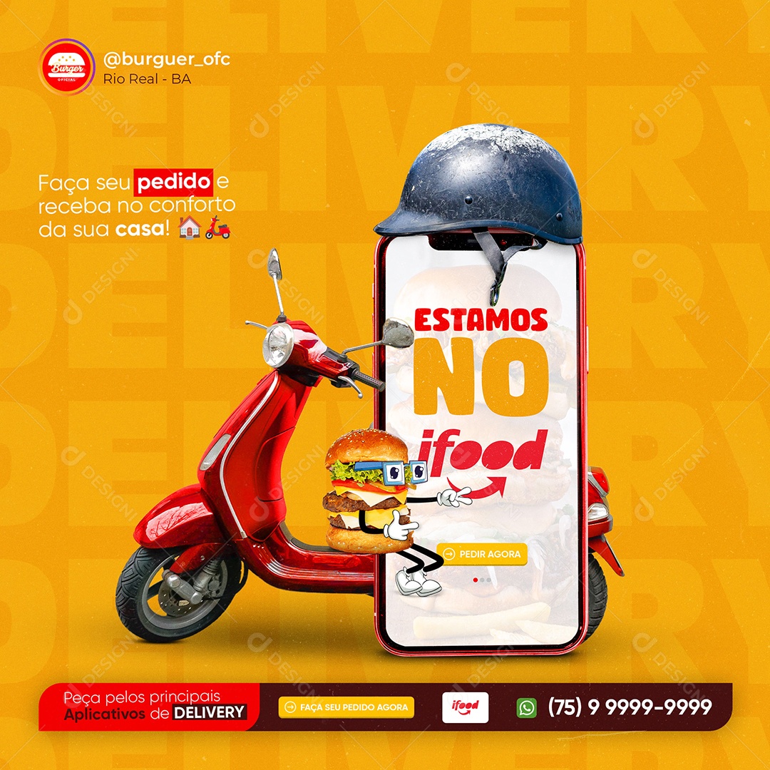 Faça Seu Pedido e Receba no Conforto da Sua Casa Social Media PSD Editável