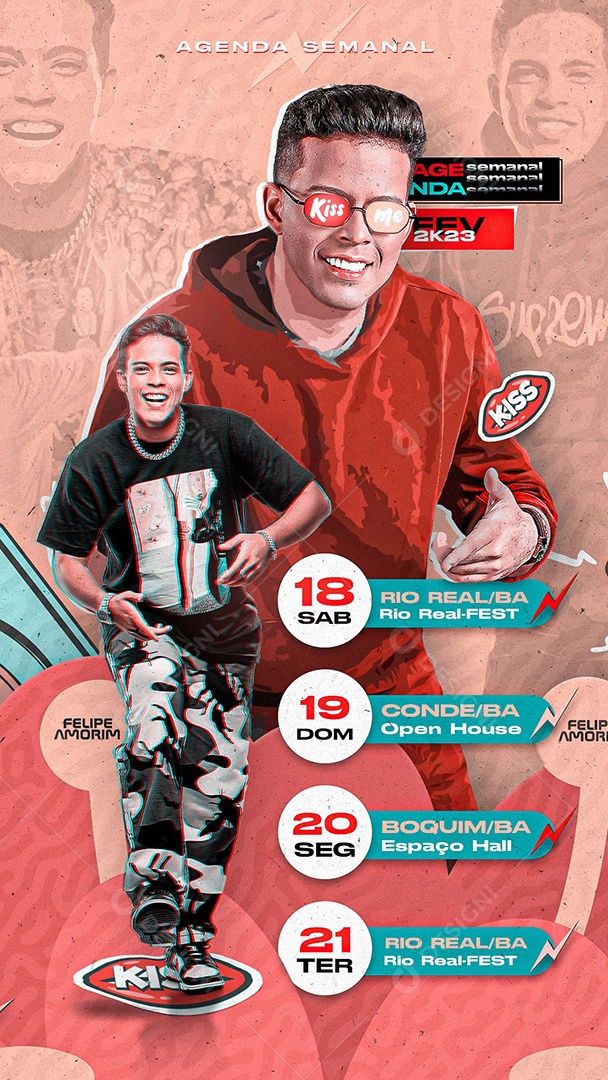 Story Flyer Felipe Amorim Agenda Semanal Social Media PSD Editável