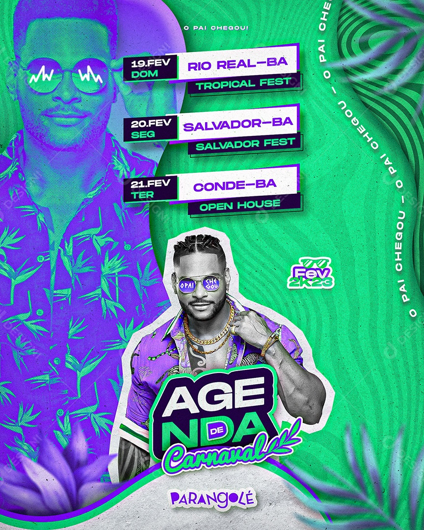 Flyer Agenda de Carnaval Parangolé Social Media PSD Editável