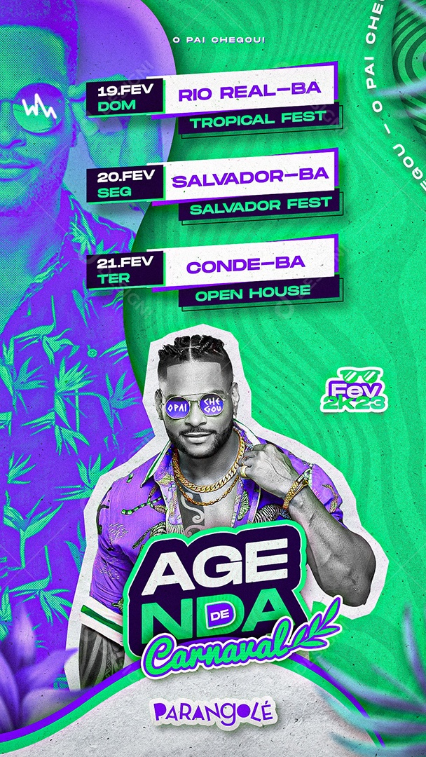 Story Flyer Agenda de Carnaval Parangolé Social Media PSD Editável