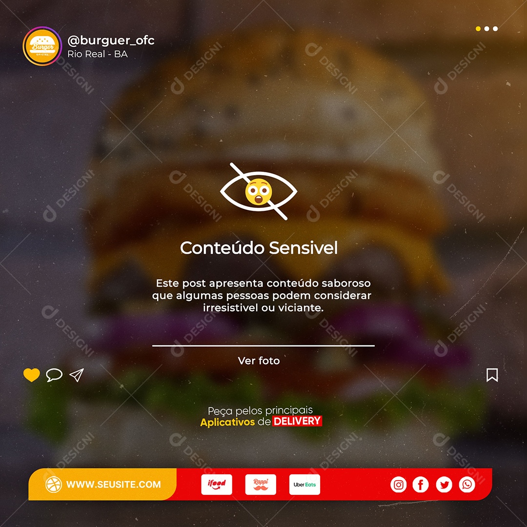 Conteúdo Sensível Esse Post Apresenta Conteúdo Saboroso Que Algumas Pessoas Podem Considerar Irresistíveis ou Viciante Social Media PSD Editável