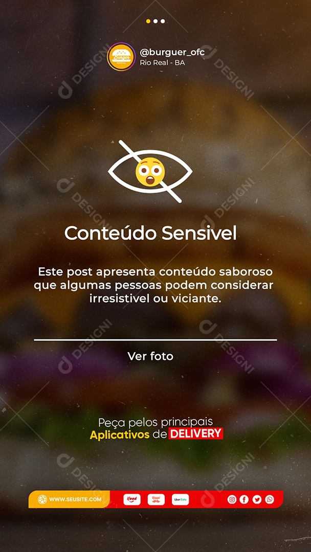 Story Conteúdo Sensível Esse Post Apresenta Conteúdo Saboroso Que Algumas Pessoas Podem Considerar Irresistíveis ou Viciante Social Media PSD Editável