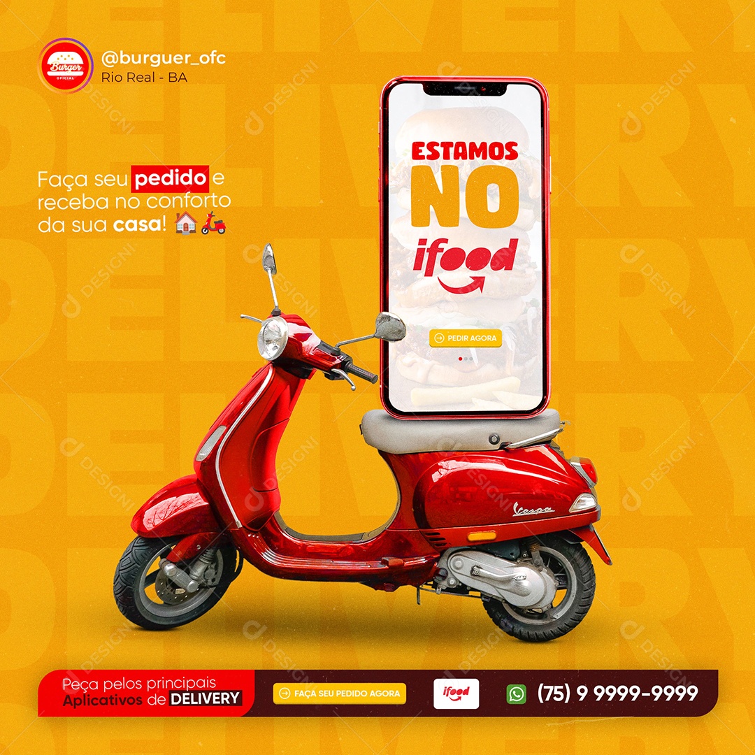 Faça Seu Pedido e Receba no Conforto da Sua Casa Social Media PSD Editável