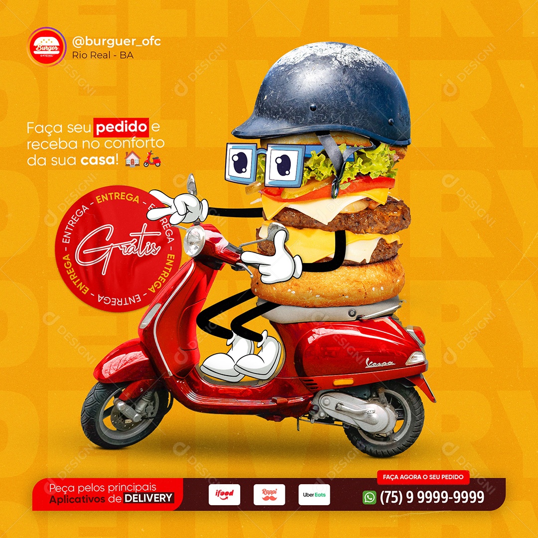 Faça Seu Pedido e Receba no Conforto da Sua Casa Social Media PSD Editável