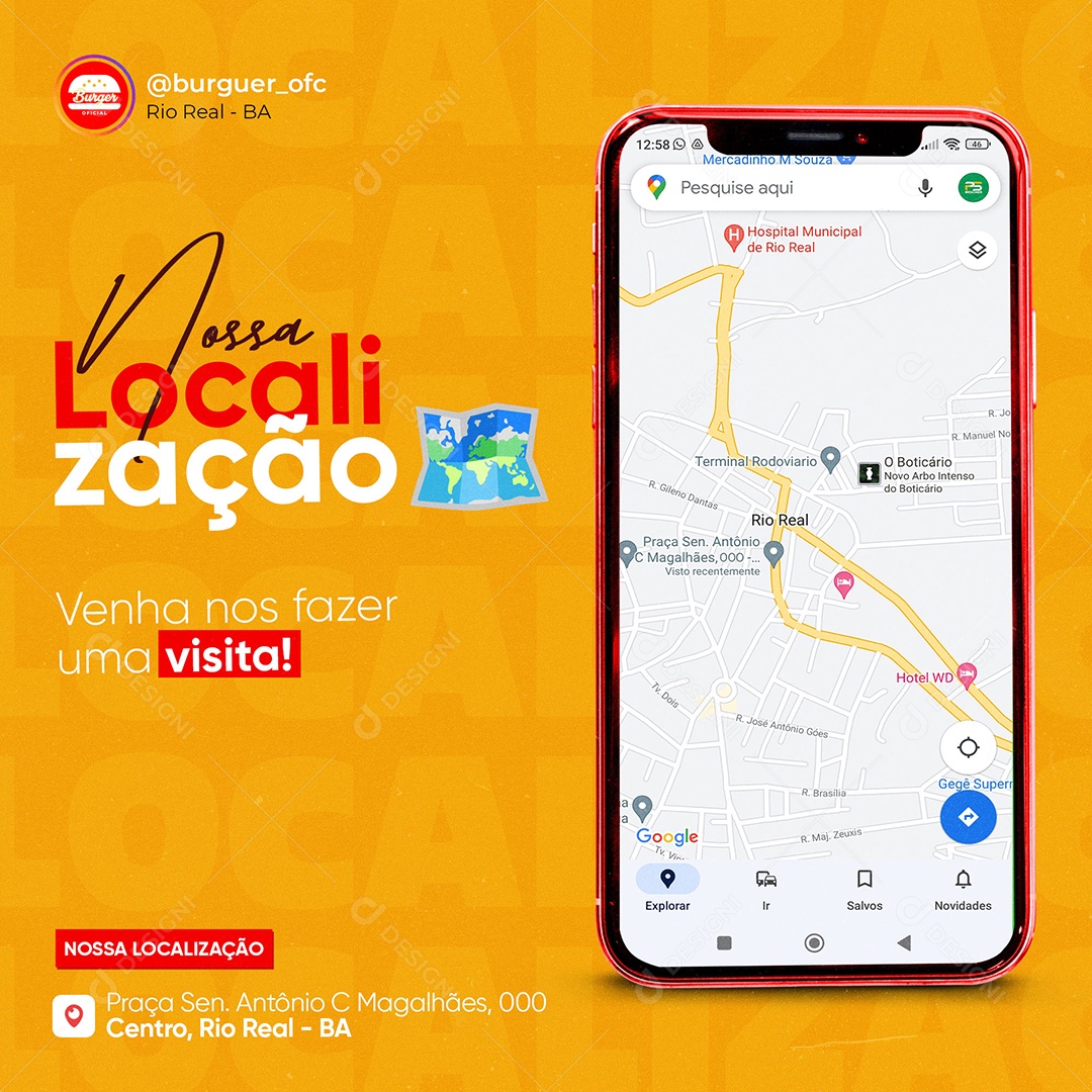 Nossa Localização Venha Fazer Uma Visita Social Media PSD Editável