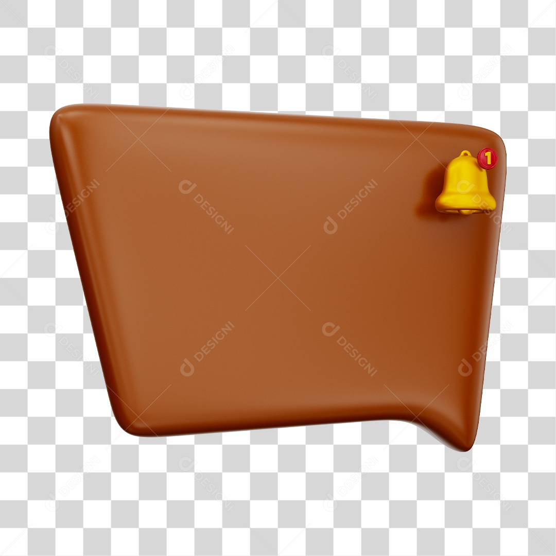 Caixa de Mensagem e Notificação Elemento 3D Marrom PNG Transparente