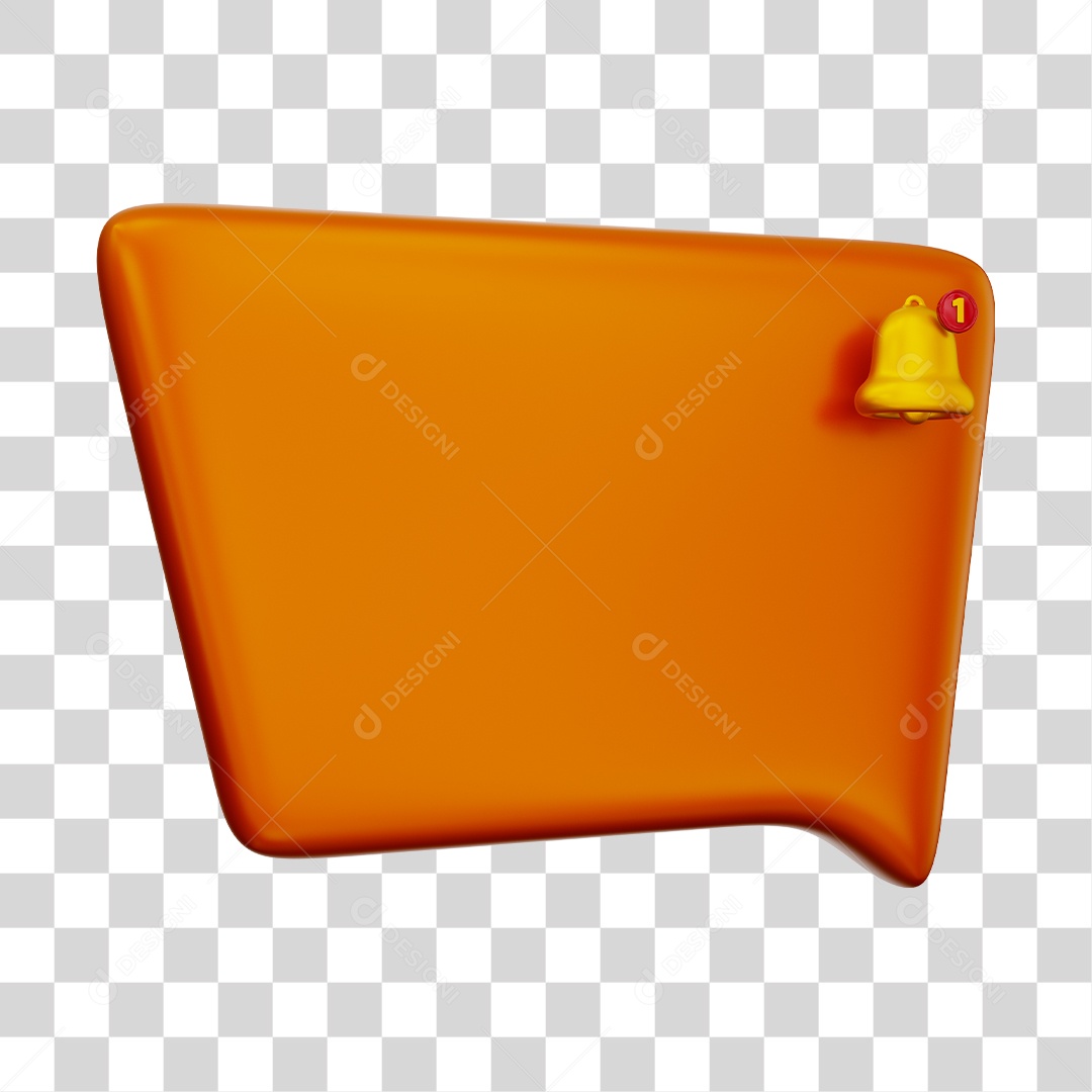 Caixa de Mensagem e Notificação Elemento 3D Laranja PNG Transparente