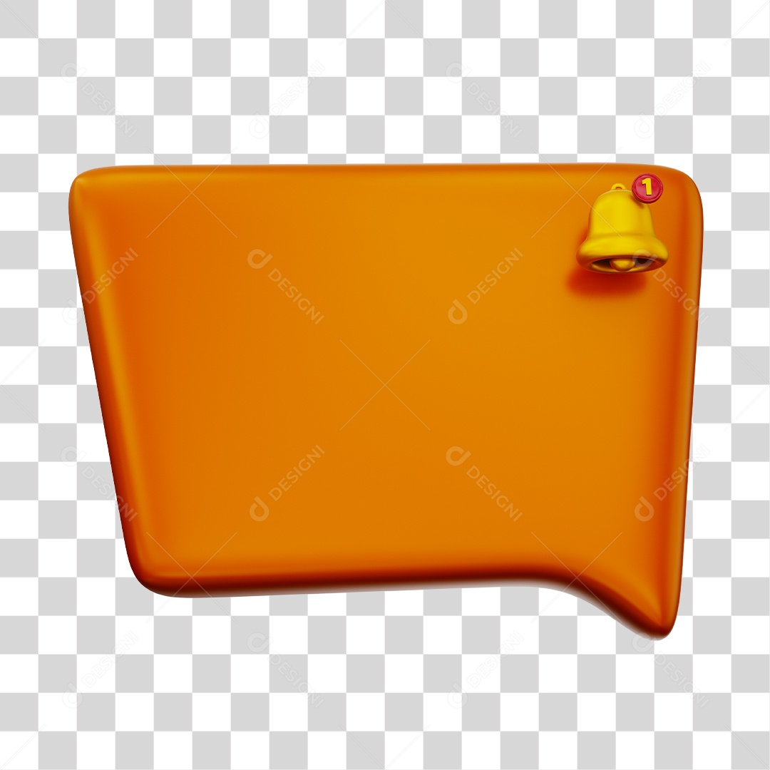 Caixa de Mensagem e Notificação Elemento 3D Laranja PNG Transparente