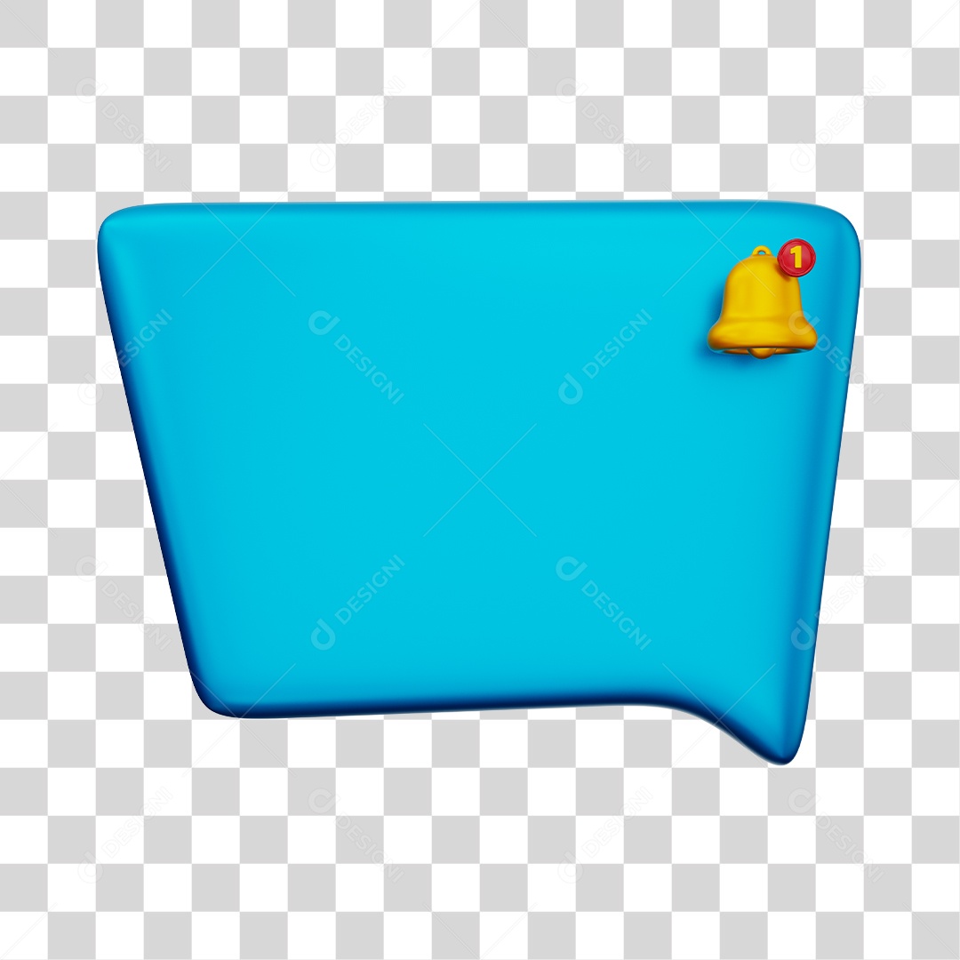 Caixa de Mensagem e Notificação Elemento 3D Azul Claro PNG Transparente