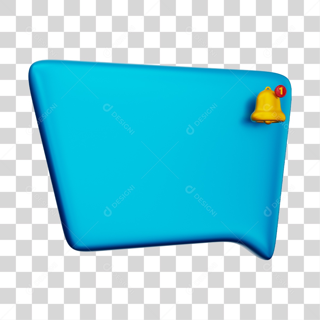 Caixa de Mensagem e Notificação Elemento 3D Azul Claro PNG Transparente