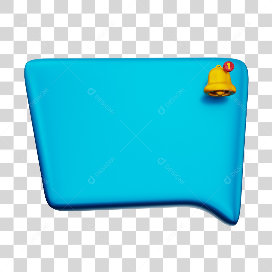 Caixa de Mensagem e Notificação Elemento 3D Azul Claro PNG Transparente