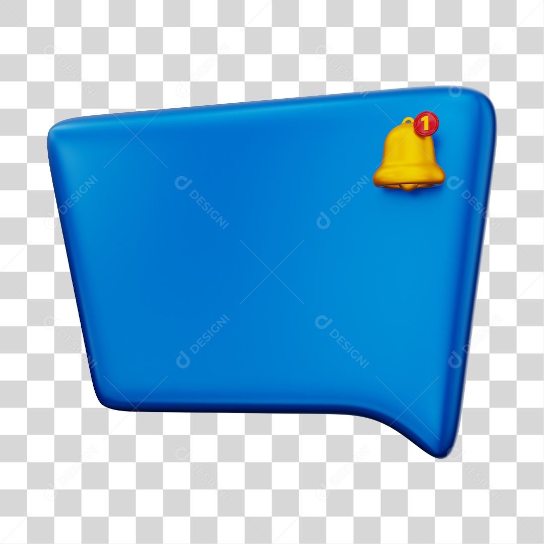 Caixa de Mensagem e Notificação Elemento 3D Azul PNG Transparente