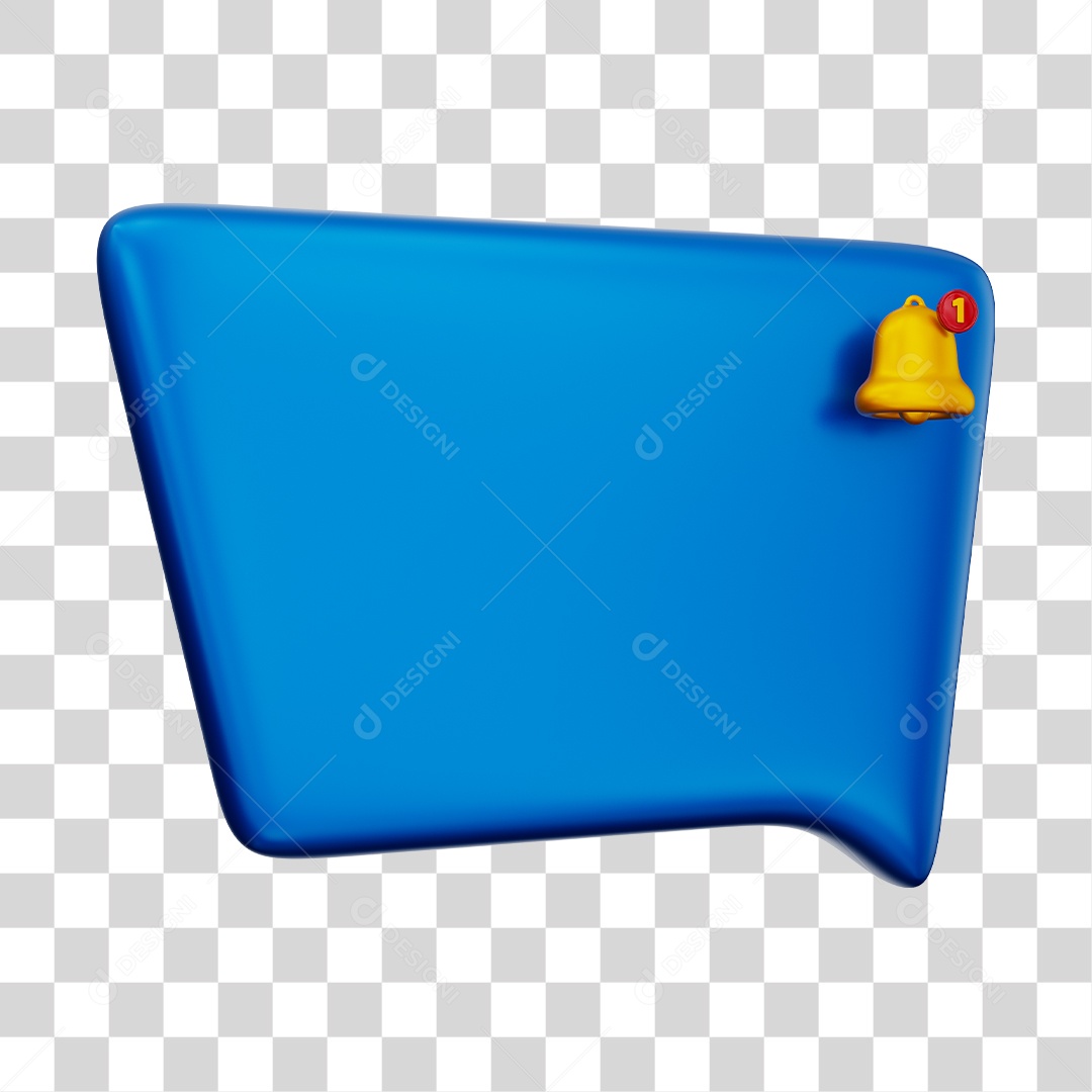 Caixa de Mensagem e Notificação Elemento 3D Azul PNG Transparente