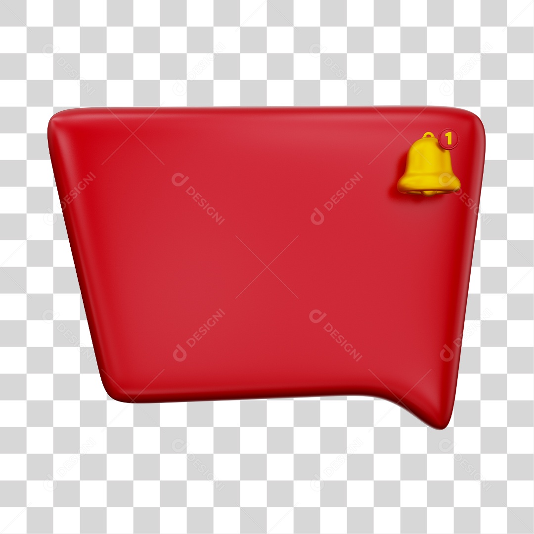 Caixa de Mensagem e Notificação Elemento 3D Vermelho PNG Transparente