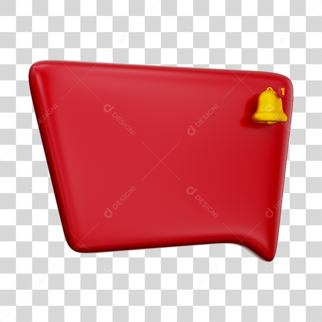 Caixa de Mensagem e Notificação Elemento 3D Vermelho PNG Transparente