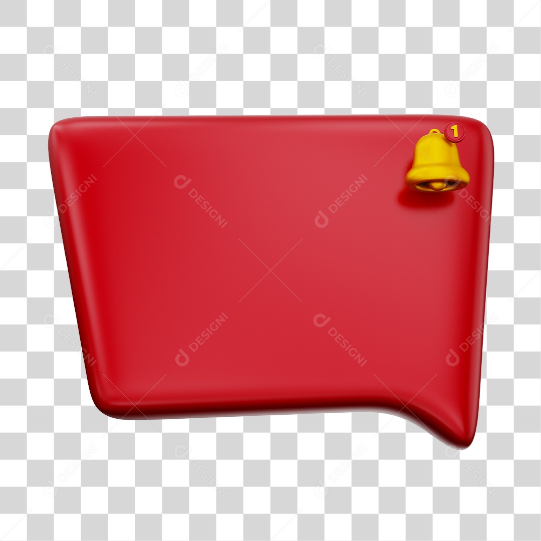 Caixa de Mensagem e Notificação Elemento 3D Vermelho PNG Transparente