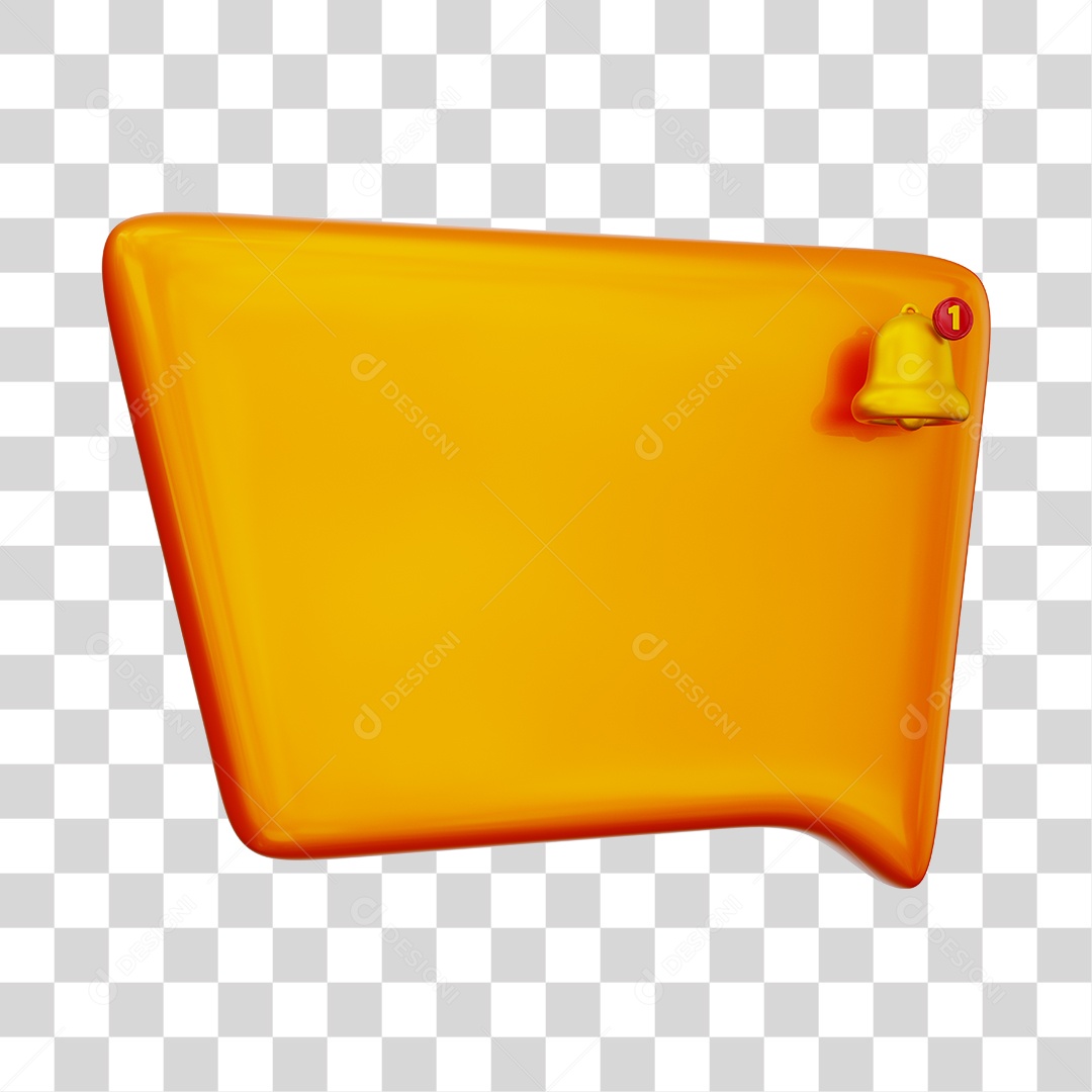 Caixa de Mensagem e Notificação Elemento 3D Laranja PNG Transparente