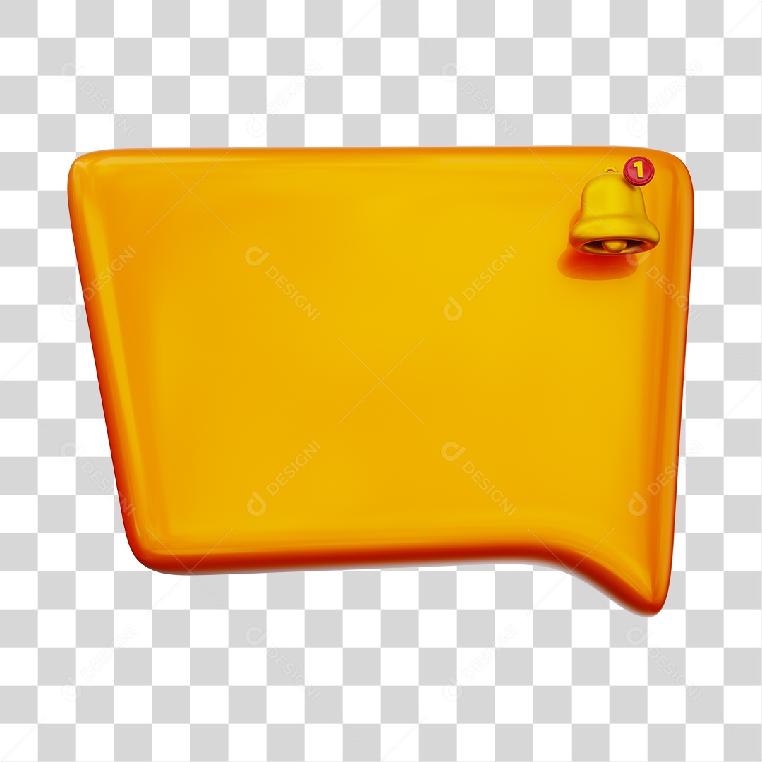 Caixa de Mensagem e Notificação Elemento 3D Laranja PNG Transparente