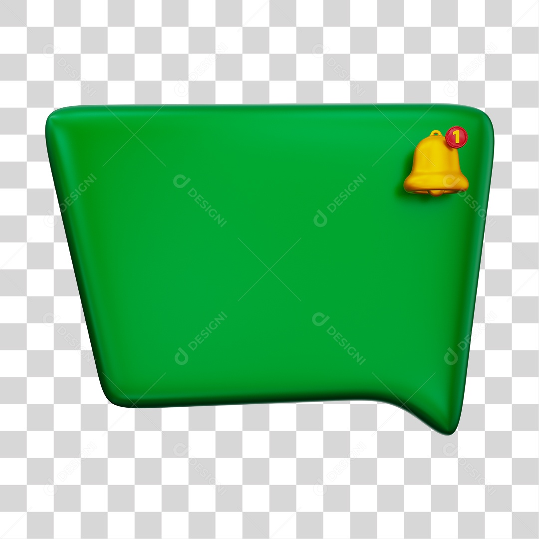 Caixa de Mensagem e Notificação Elemento 3D Verde PNG Transparente