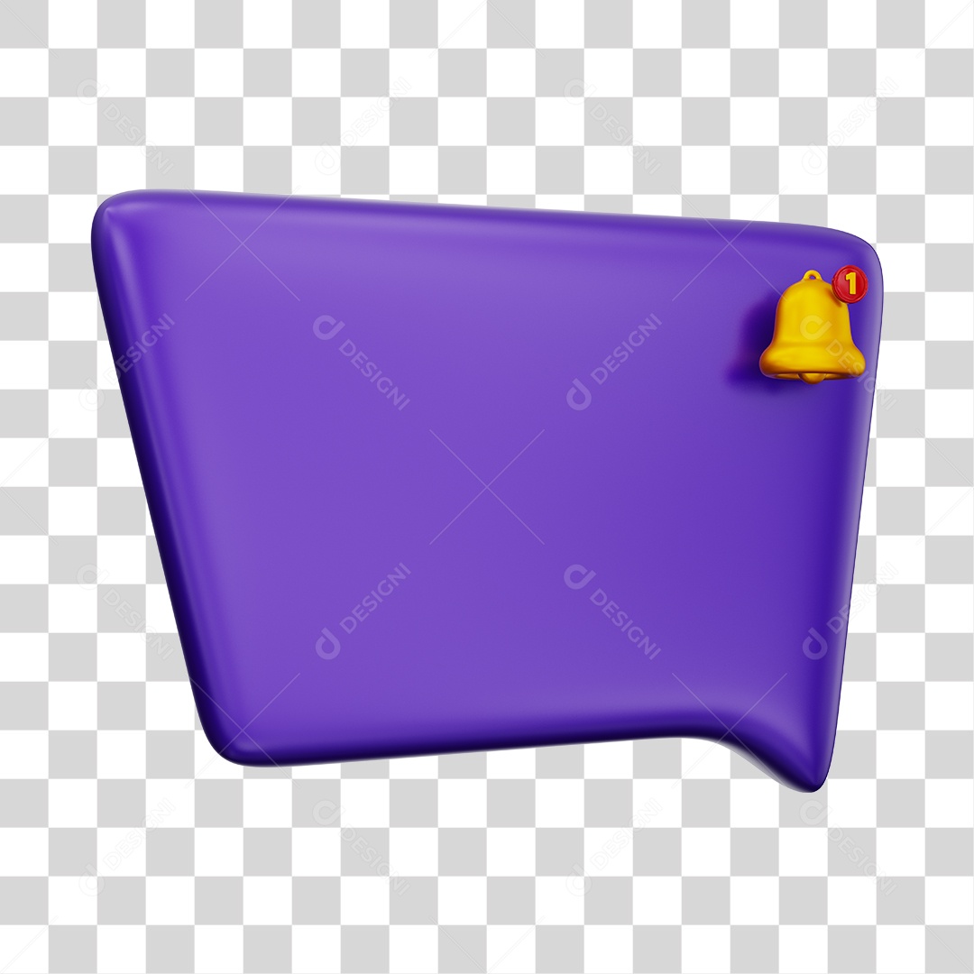 Caixa de Mensagem e Notificação Elemento 3D Roxo PNG Transparente