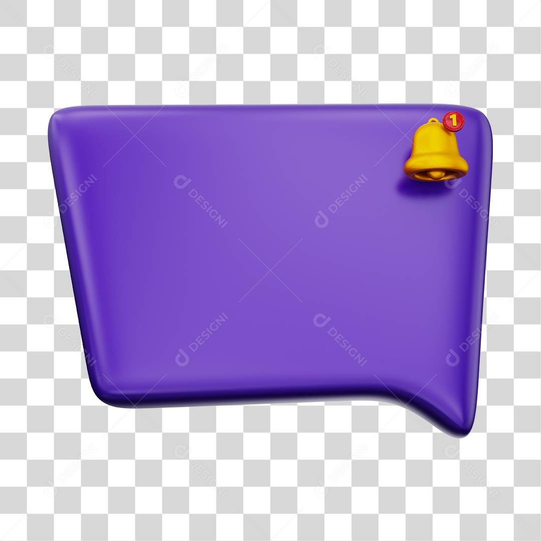 Caixa de Mensagem e Notificação Elemento 3D Roxo PNG Transparente