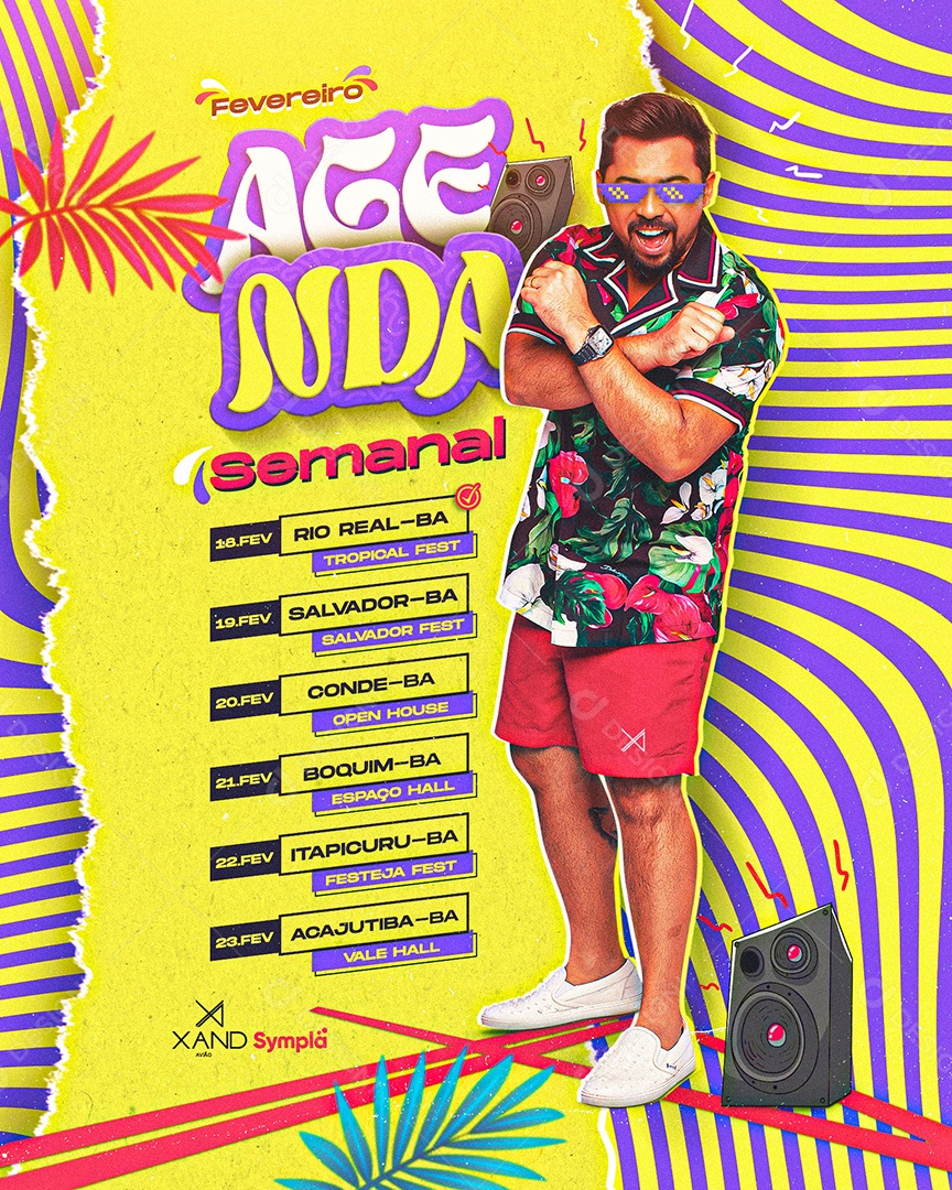 Flyer Agenda Semanal Xand Avião Social Media PSD Editável