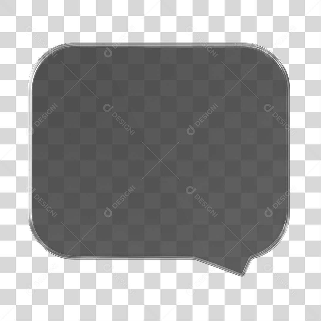 Caixa de Mensagem de Vidro Elemento 3D para Composição PNG Transparente
