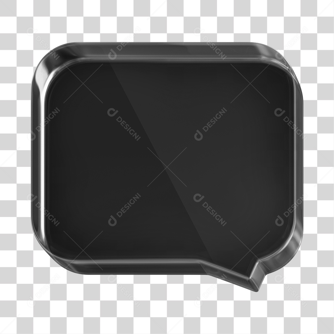 Caixa de Mensagem de Vidro Elemento 3D para Composição PNG Transparente