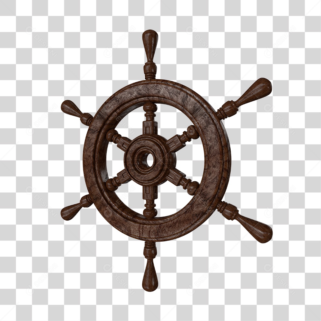 Leme de volante Navio Elemento 3D para Composição PNG Transparente