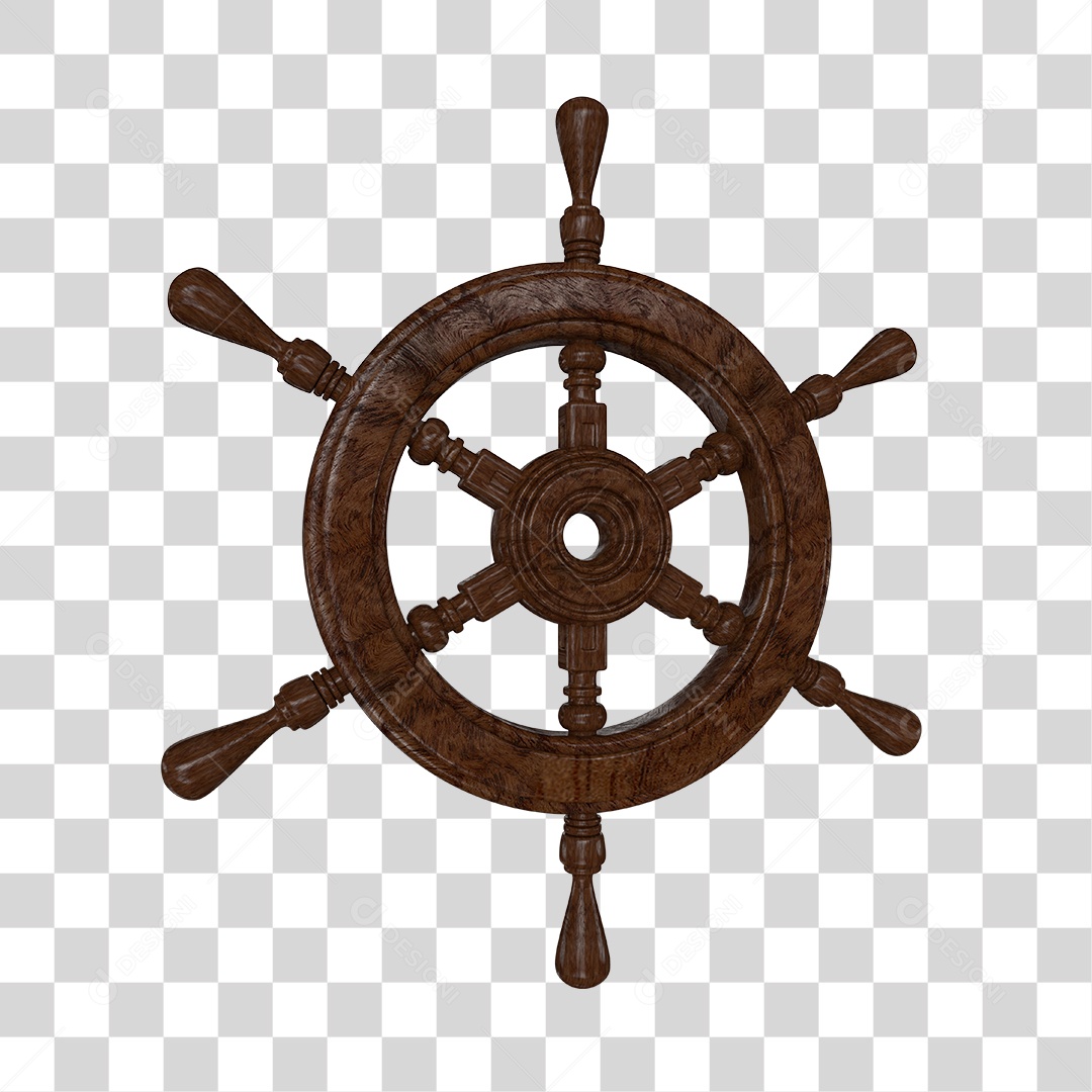 Leme de volante Navio Elemento 3D para Composição PNG Transparente