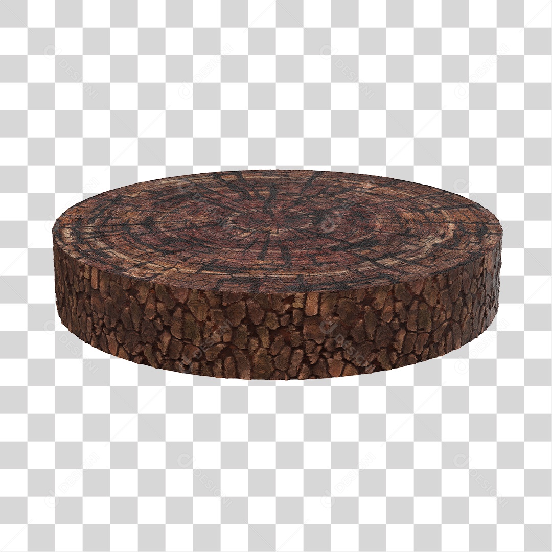 Elemento Redondo de Madeira 3D para Composição PNG Transparente