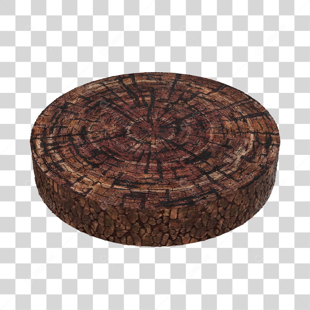 Elemento Redondo de Madeira 3D para Composição PNG Transparente