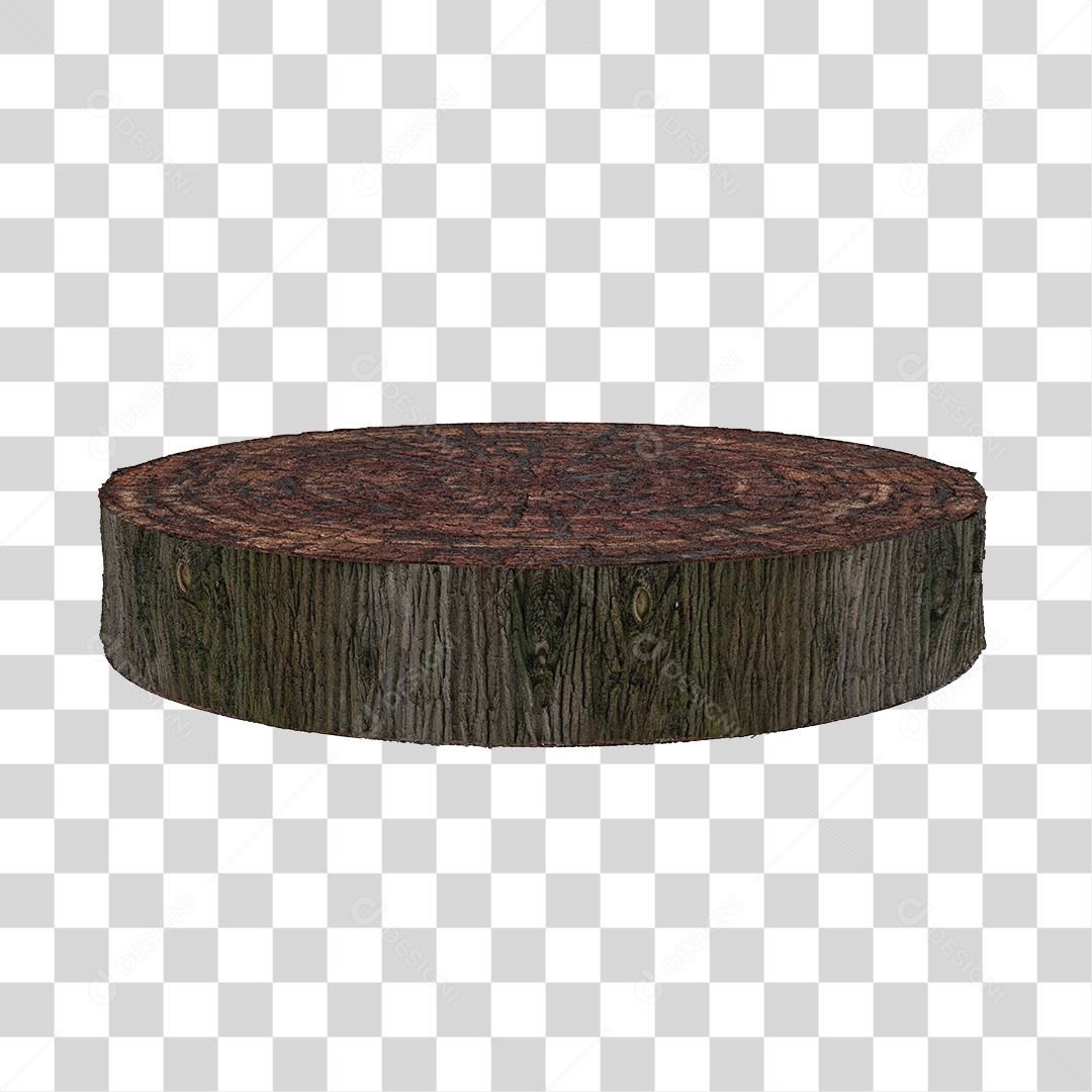 Elemento Redondo de Madeira 3D para Composição PNG Transparente