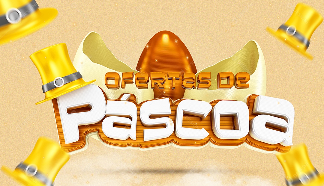 Selo 3D Para Composição Ofertas de Páscoa PSD
